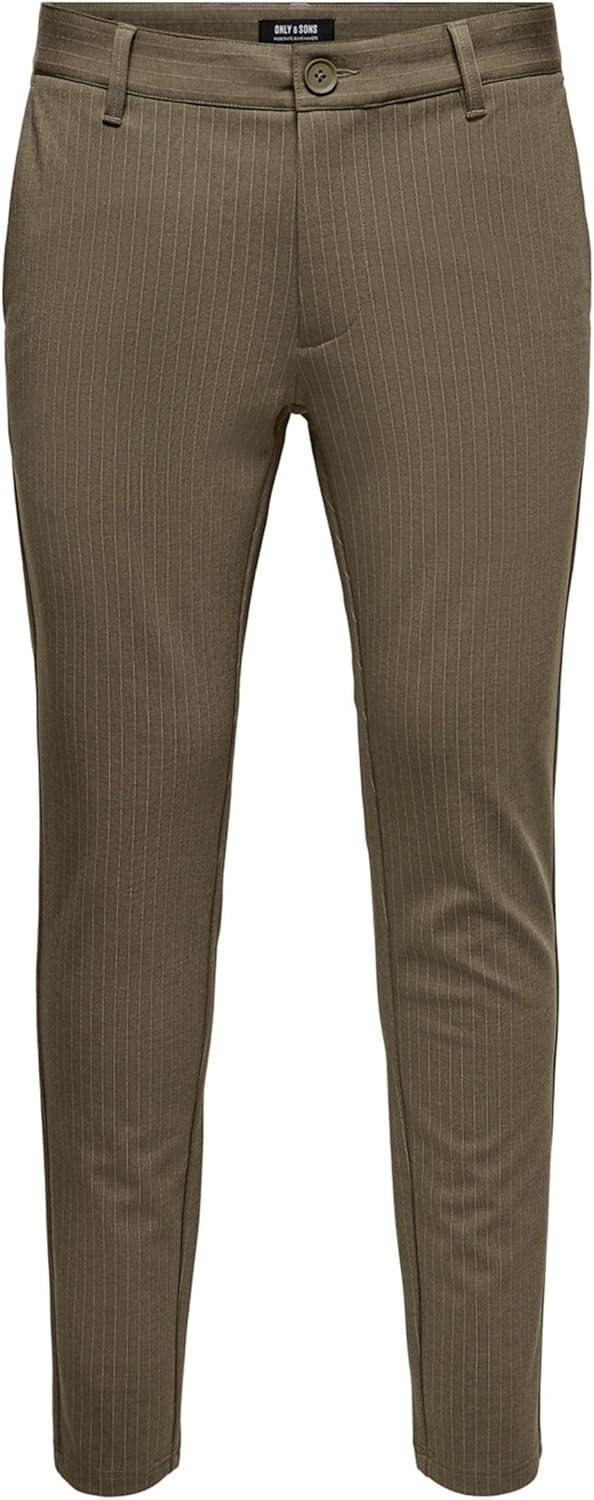 ONLY & SONS Male Chino Hose ONSMARK Pant Stripe GW 3727 NOOS 36W / 32L Light Grey Melange, 36W / 32L
