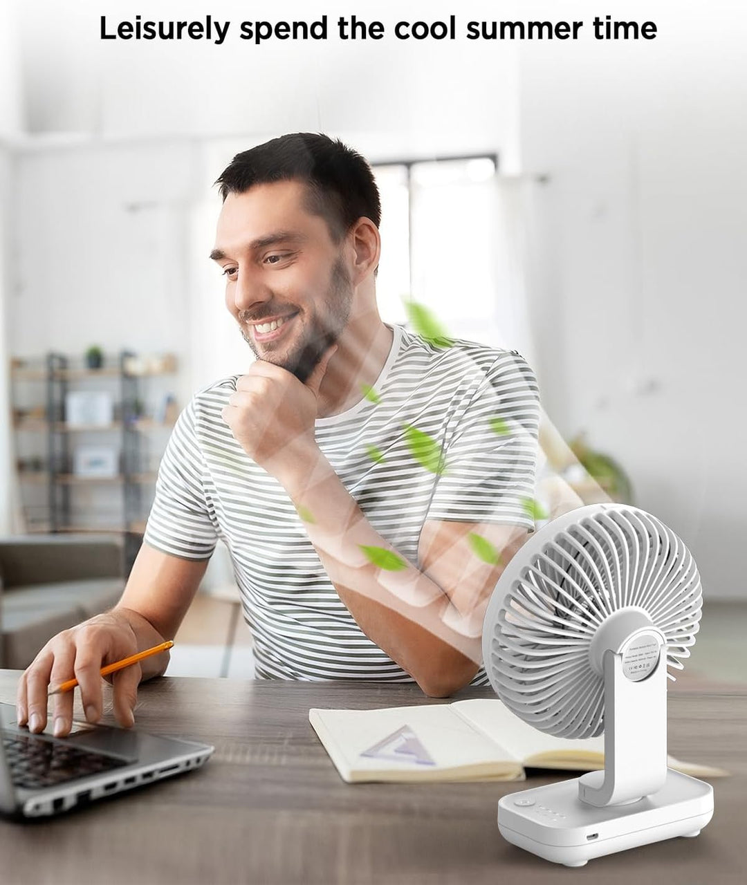 EasyAcc Tischventilator, 4000 Akku Batterie Klein USB Ventilator, Tragbarer Aufladbar Basis Ventilat