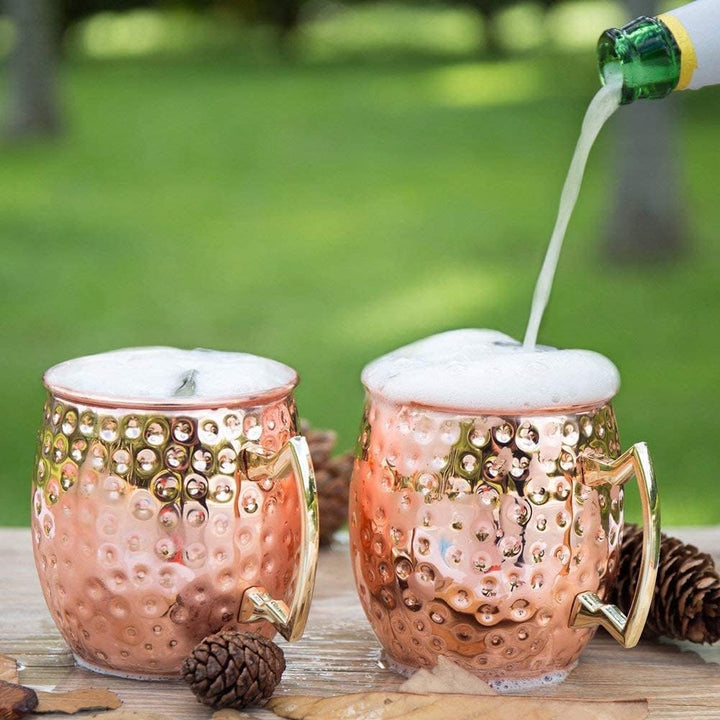 Yoassi Moscow Mule Becher, 4er Set Kupferbecher Moscow Mule Mug Kupfer Becher ink. 4 x Silkon Unters