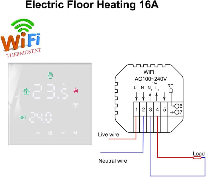 Smart Thermostat Touch Screen WiFi Enabled Programmable Temperature Control for Electric Heating/Gas