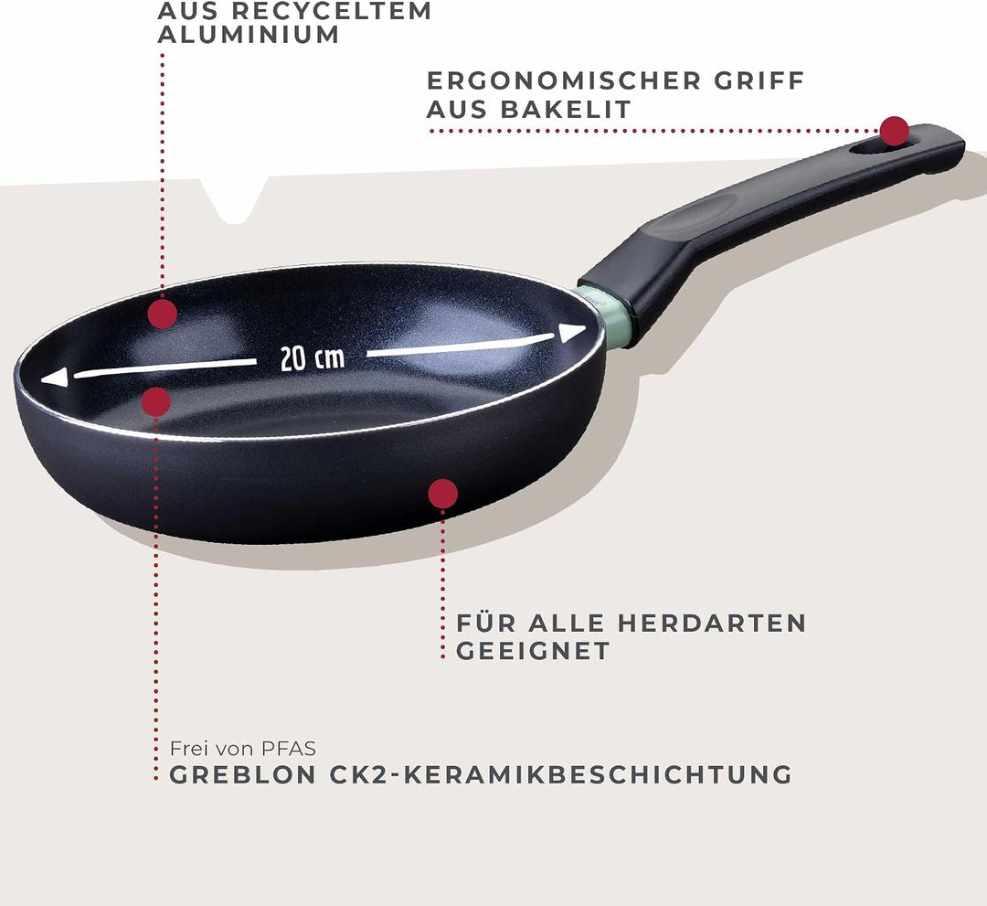 Fackelmann Bratpfanne Brandao - Ø 20 cm aus recyceltem Aluminium, PFAS-freie Keramikbeschichtung, er
