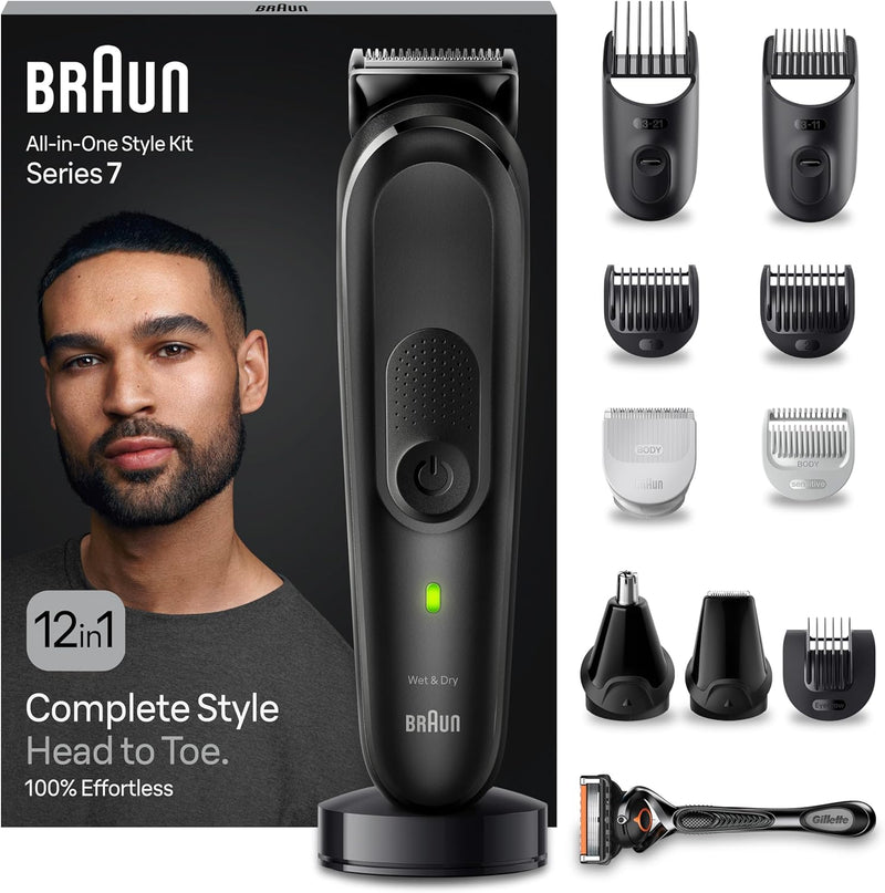 Braun All-In-One Bartpflege Bodygroomer Set, 12-in-1 Barttrimmer, Trimmer/Haarschneider Herren, Haar