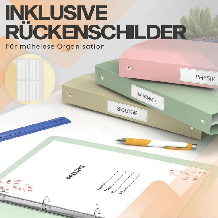 ACROPAQ - 8 x Ringbuch A4 | 4 Ringen | Mit Rückenetiketten, Rückenbreite 3,5 cm, Erde, Natur Farbkol