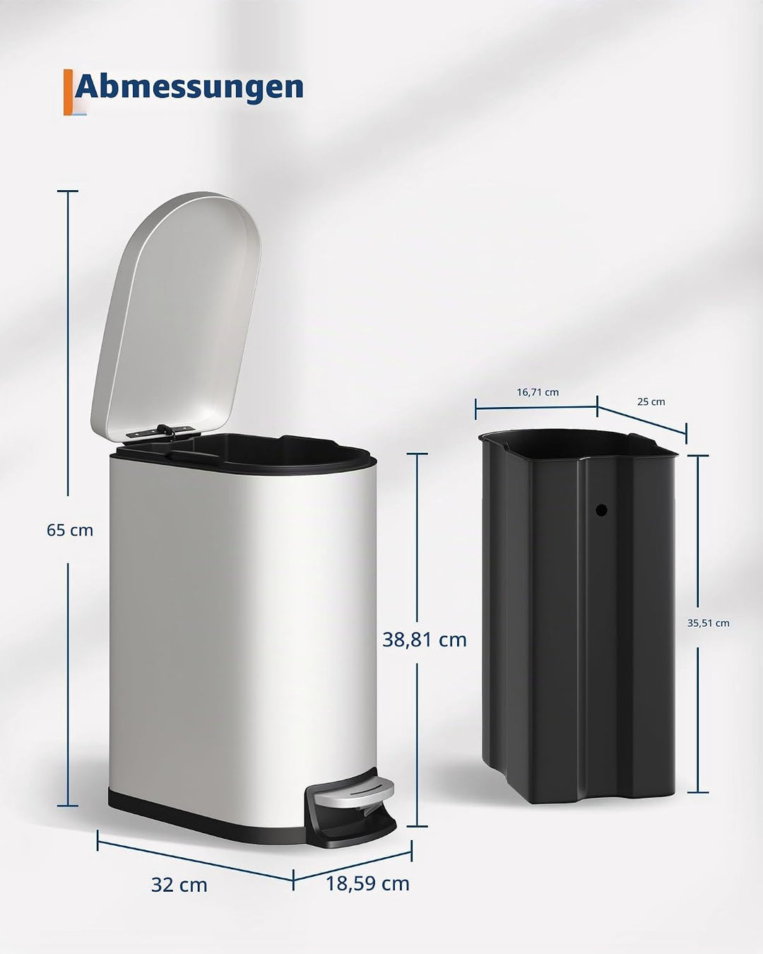 GarveeHome 10 Liter badezimmer mülleimer aus Edelstahl mit Deckel, schlankes und wasserdichtes Desig
