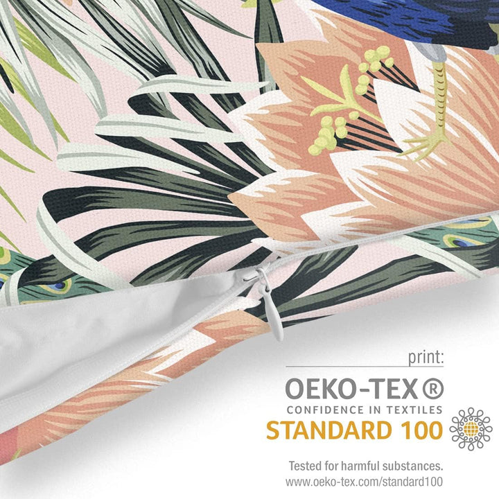 VOID Tropenvogel Pfau Hibiskus Kissenbezug Kissenhülle Sofakissen Kissen Deko Outdoor-Kissen Dekokis