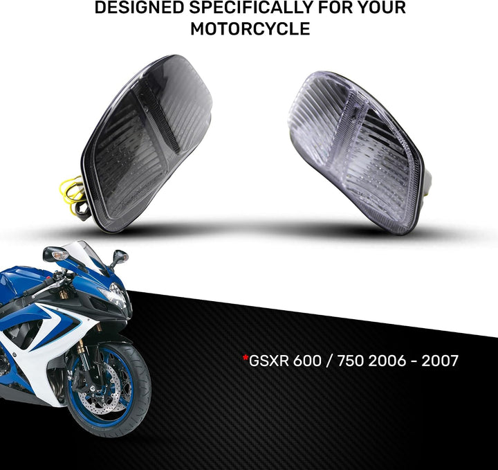 aVDB-moto LED-Bremslicht mit integrierten Blinker kompatibel mit Gsxr 600, 750, K6, K7, 2006/2007 (G
