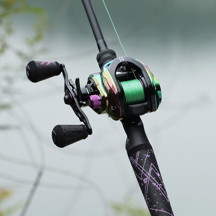 One Bass Angelrute und Angelrolle, Baitcasting-Kombination mit SuperPolymer-Griff, Schwarz 6'0"Mediu