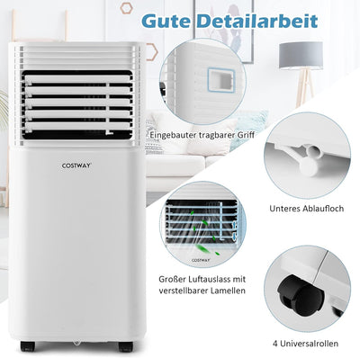 COSTWAY Mobile Klimaanlage für Räume bis zu 60-75 m³(20-25 m²), 9000 BTU, 2,6KW, Kühlen&Ventilieren&