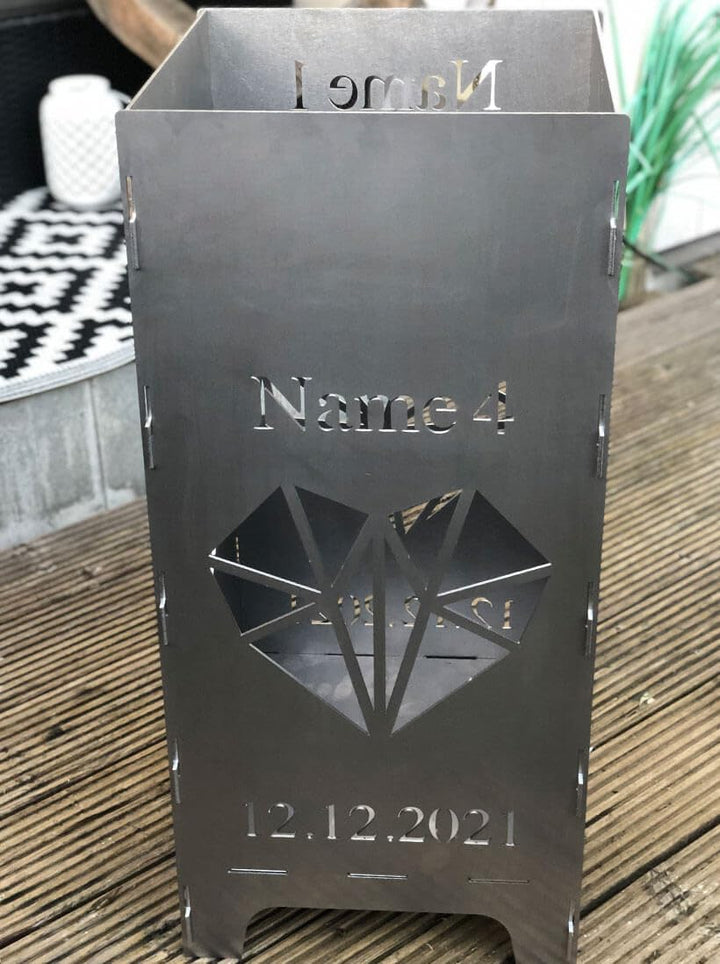EXTRAVAGANT® Feuertonne, Feuerstelle, Feuerkorb, Feuersäule PERSONALISIERT für den Garten, Terrasse,