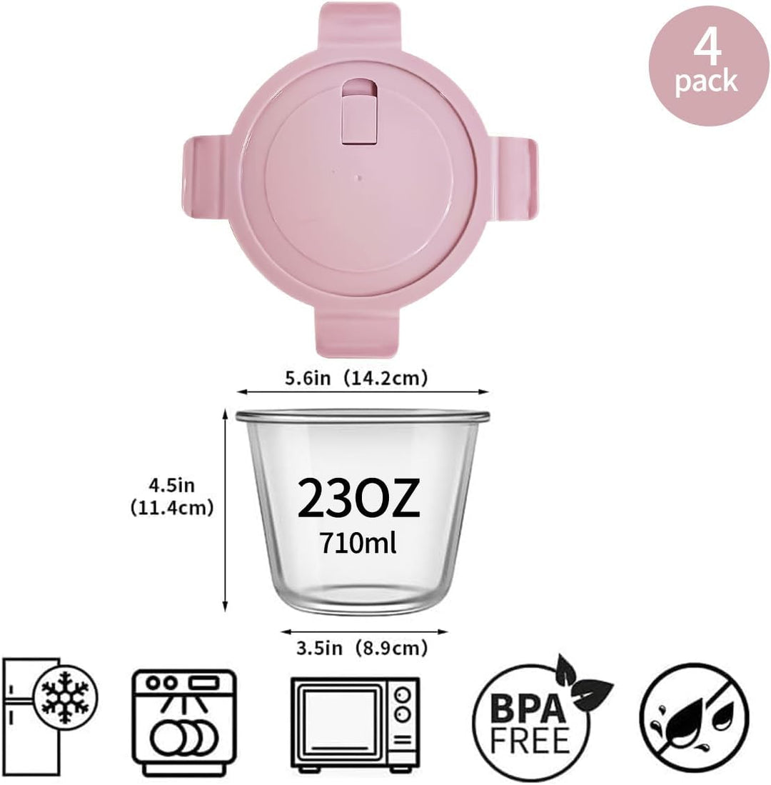 S.ROKE TTAN 710ml Glas Lebensmittelbehälter, Glas Suppe Behälter, Runde Glas Lebensmittelbehälter &