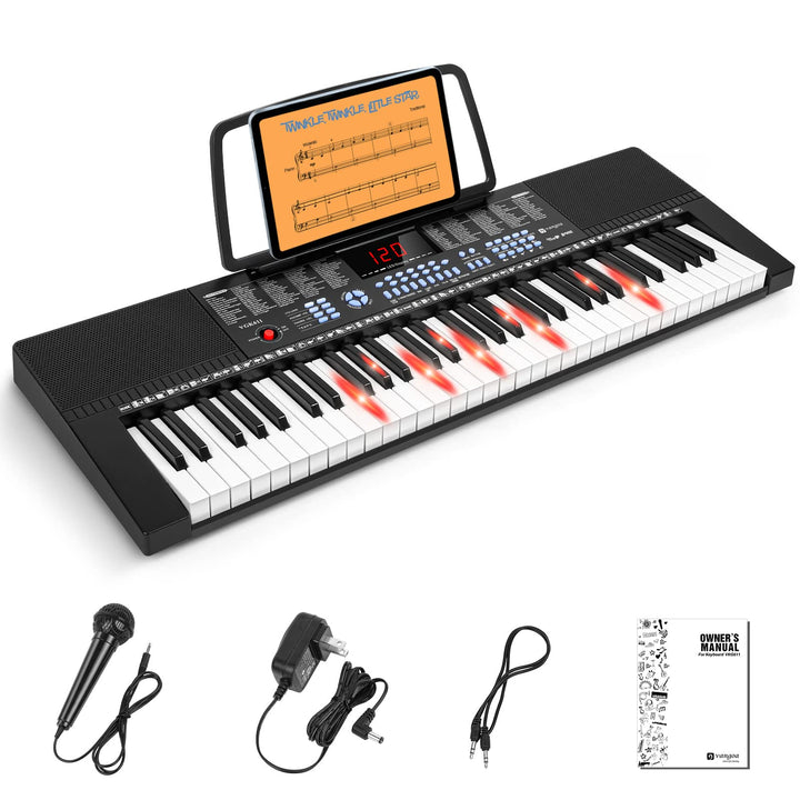 Vangoa VGK611 Elektronische Klaviertastatur, 61 Leucht Mini Tasten mit 3 Unterrichtsmodi, Digital Ke