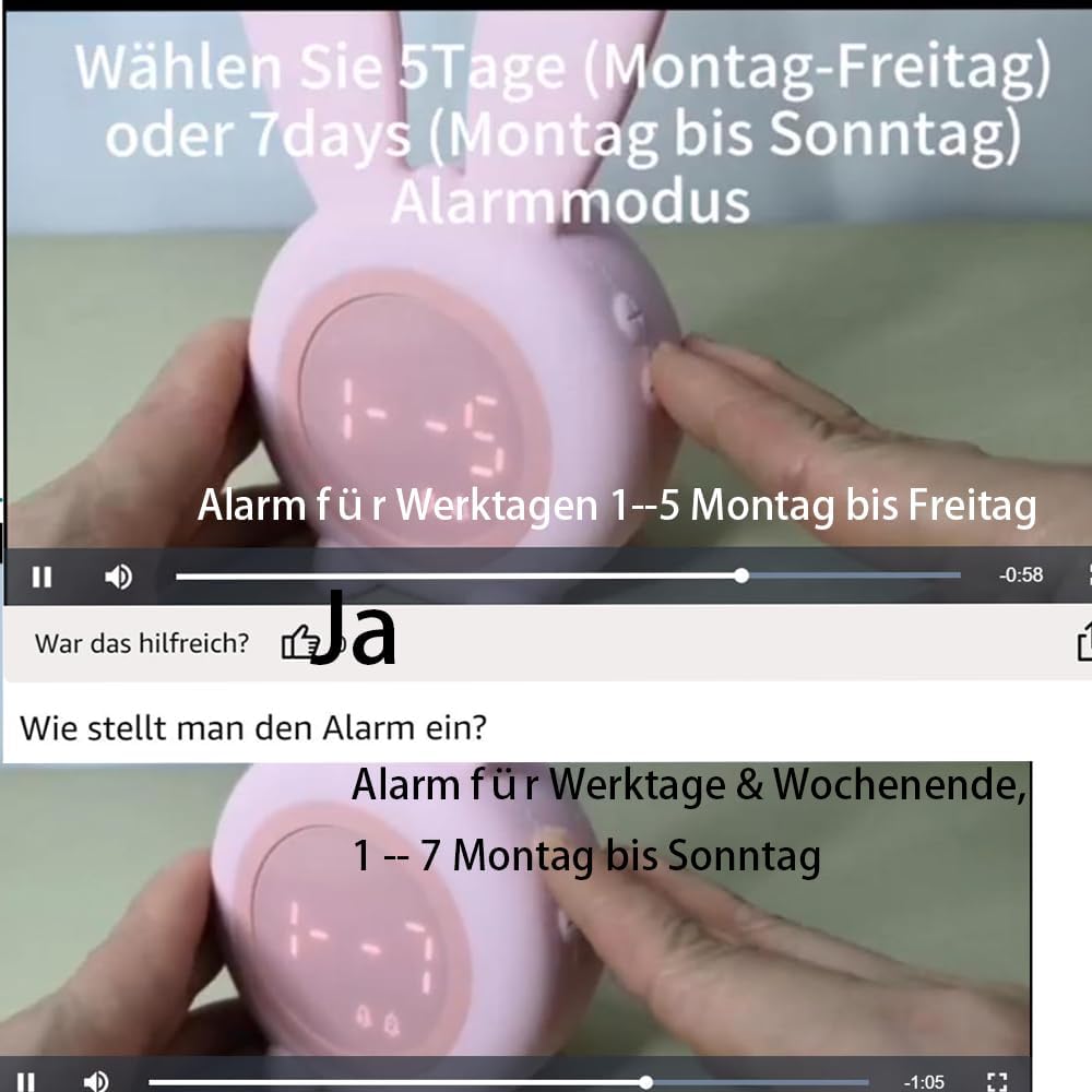 Kinder Lichtwecker Hasen Wecker Uhr Kinderwecker Rabbit Alarm Clock Wake Up Light Kreative Lampe Nac