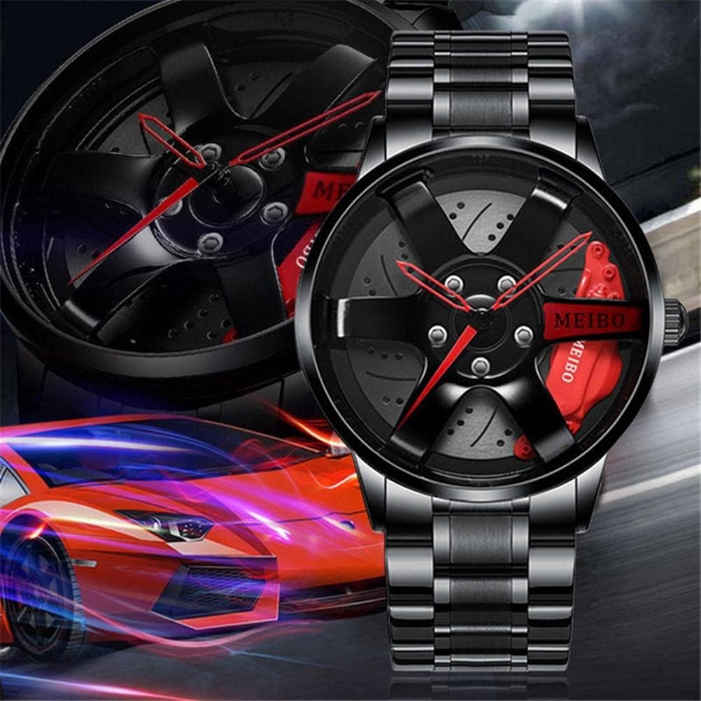 Herren-Sportuhr mit 3D-Hohlrad-Design, wasserdichte Edelstahluhr für Auto-Raduhren 2, 2