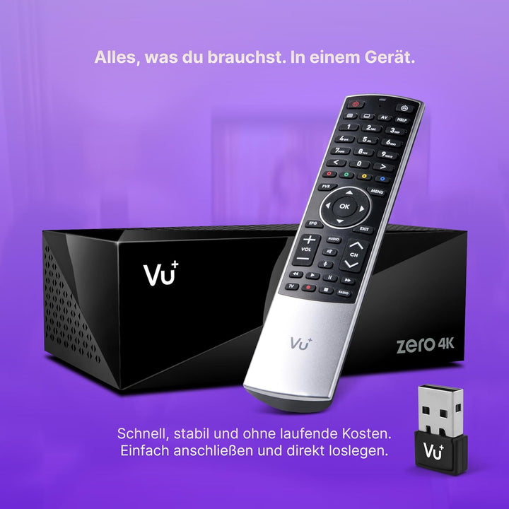 VU+ Zero 4K BT 1x DVB-C/T2 Tuner Linux Receiver UHD 2160p, DVB-C/T2