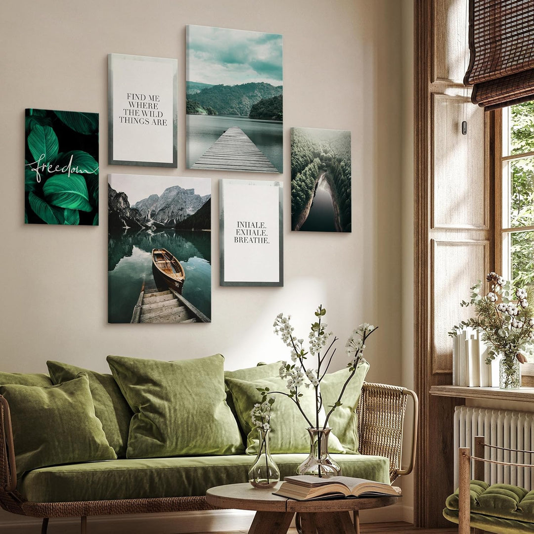 Muralo - Wandbilder Set - Leinwand Bilder Set Aufhängefertig - Bilder für Wohnzimmer Schlafzimmer -