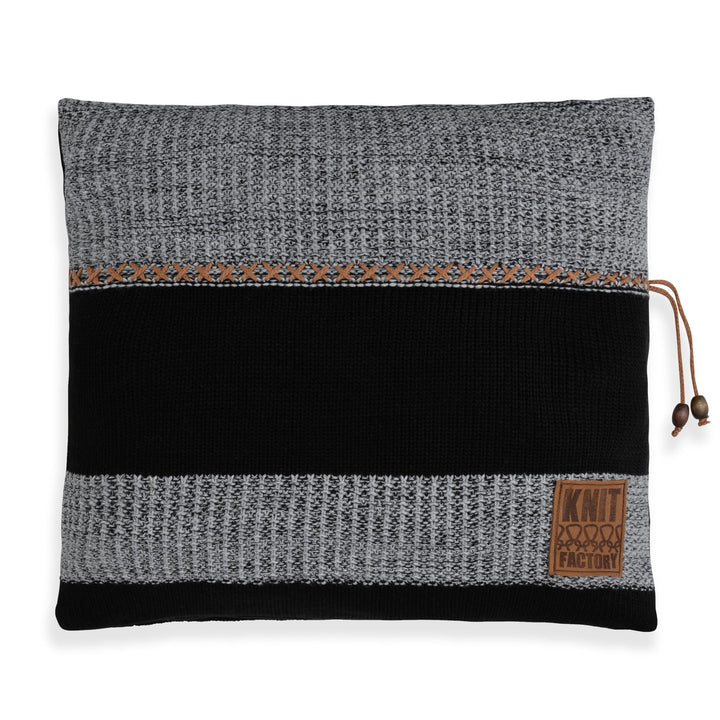KNIT FACTORY - Roxx Dekokissen - Sofakissen - Kissenhülle mit Kissenfüllung - Kissen 50x50 - Schwarz
