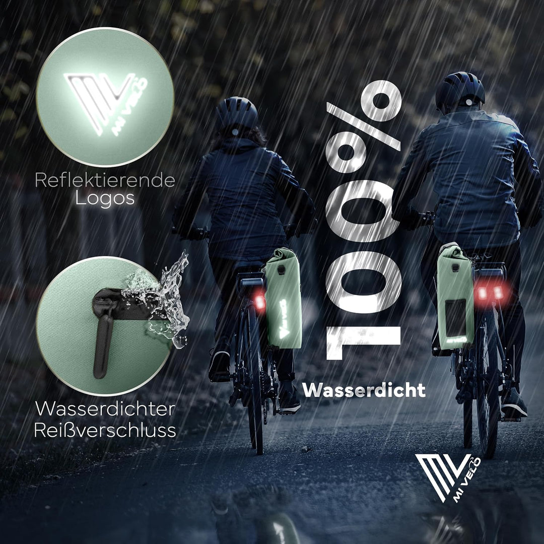 MIVELO Fahrradtasche für Gepäckträger - 3in1 Gepäckträgertasche Rucksack Umhängetasche - 100% wasser