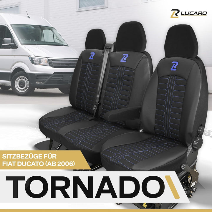 LUCARO Sitzbezüge Auto Tornado für FIAT Ducato, Peugeot Boxer, Citroen Jumper, Opel Movano C, RAM Pr
