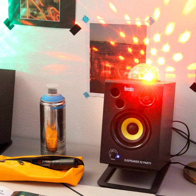 Hercules DJSpeaker 32 Party: 2 x 15 Watt aktive Monitor-Lautsprecher mit integrierter Beleuchtung