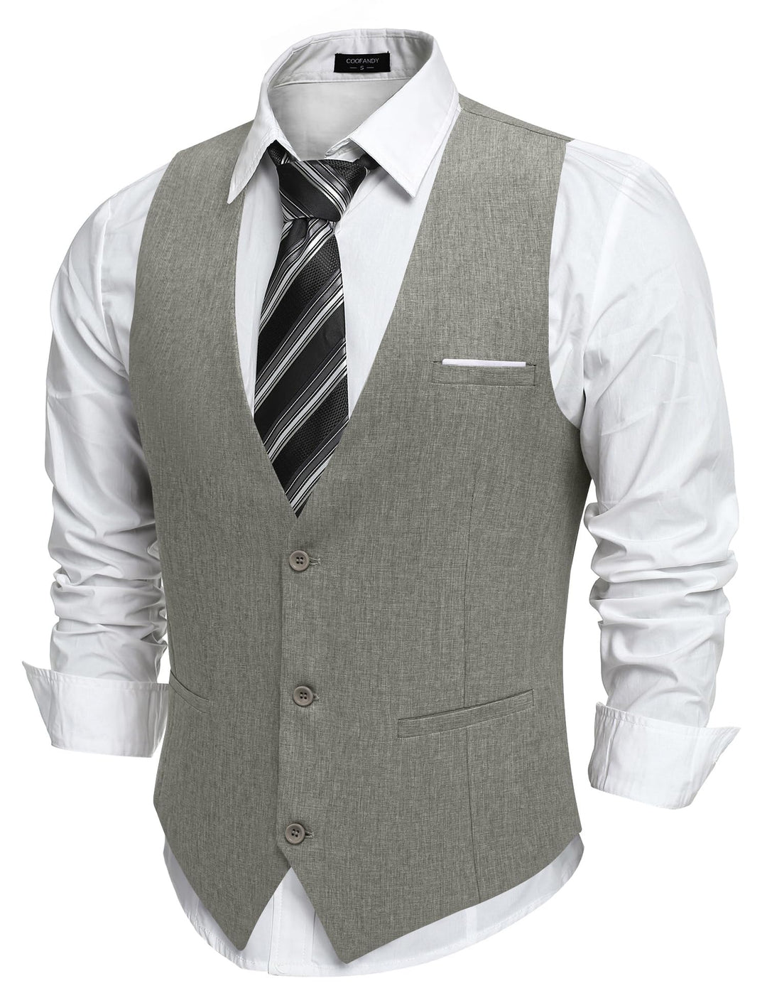 COOFANDY Weste Herren Anzug mit Taschen Anzugweste Gilet Casual Hochzeitsweste V-Ausschnitt Business