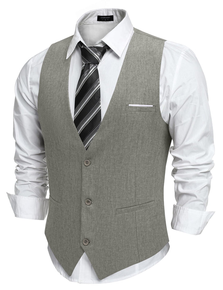 COOFANDY Weste Herren Anzug mit Taschen Anzugweste Gilet Casual Hochzeitsweste V-Ausschnitt Business