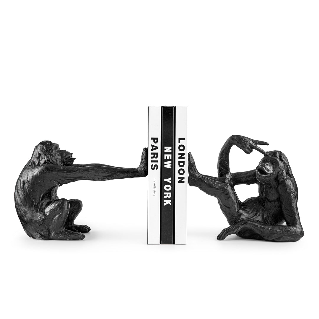 Buchstützen Affen dekorative Affen Buchstütze aus Kunststein (Polyresin) Bookend ist 2,5 KG schwer,
