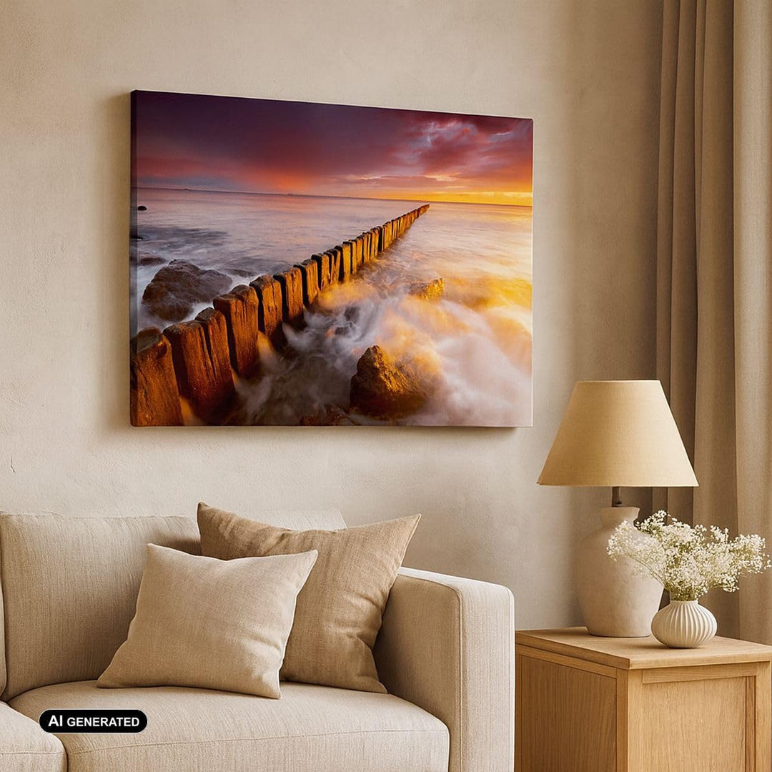 Bilder auf Leinwand 100x70cm Leinwandbild Boot Landschaft Meer Ostsee Gross Wanddeko Bild Schlafzimm