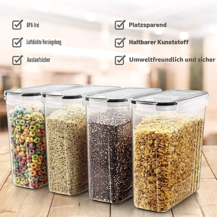 Wildone Frischhaltedosen, luftdicht, Müsli-Vorratsdosen für Zucker, Mehl, Snacks, Backzubehör, ausla