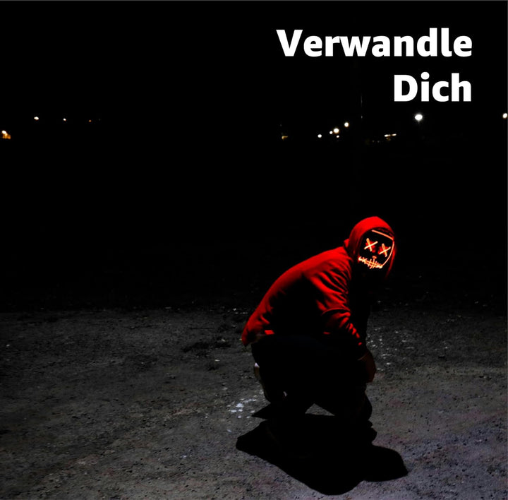 TK Gruppe Timo Klingler Kostümheld® 10x LED Grusel Maske rot - wie aus Purge steuerbar, für Hallowee