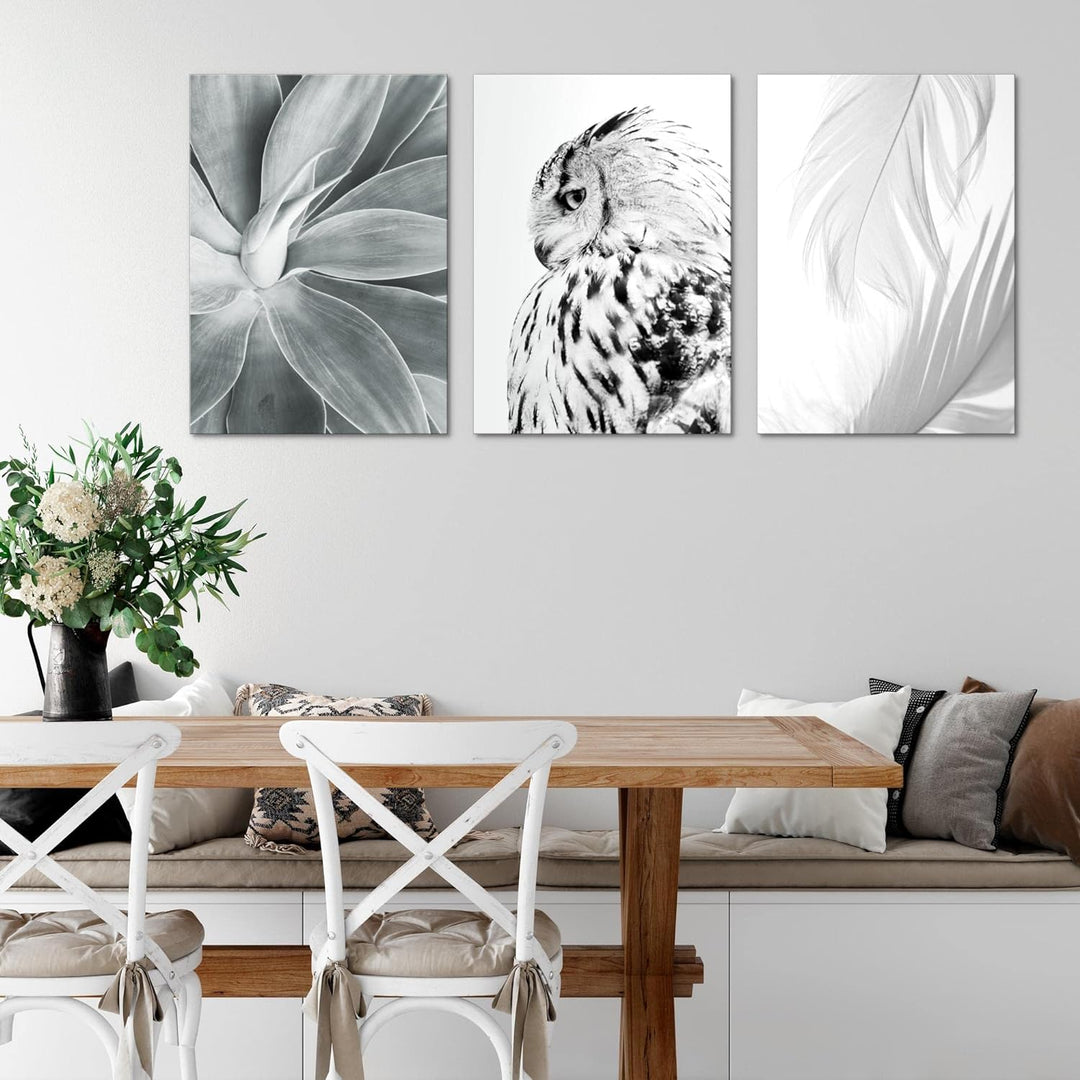 Novart Bilder Set Boho Eule - Kein Extra Rahmen benötigt - Wandbilder für Wohnzimmer Schlafzimmer Fl