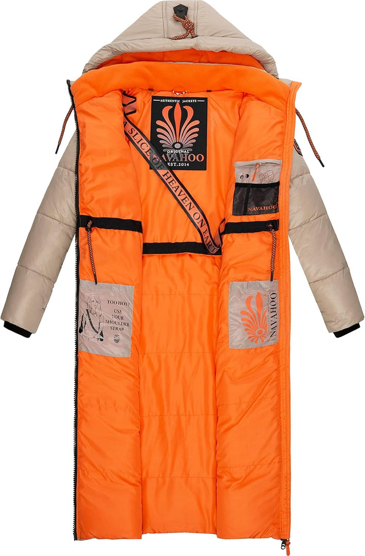 Navahoo Damen warmer Winter Steppmantel mit Kapuze Schmuseengel XS-XXL XXL Pebble Grey, XXL Pebble G