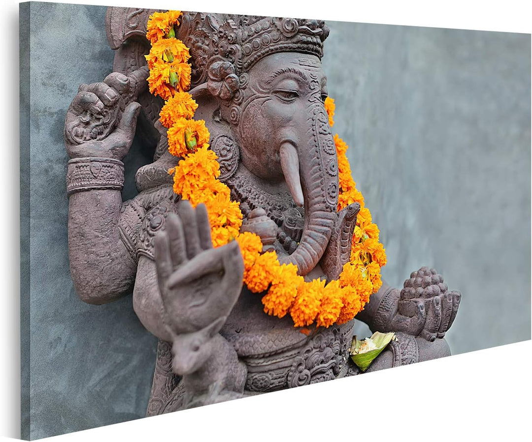 islandburner Bild auf Leinwand Ganesha Mit Balinesischen Barong Masken Auf Der Vorderseite Eines Tem