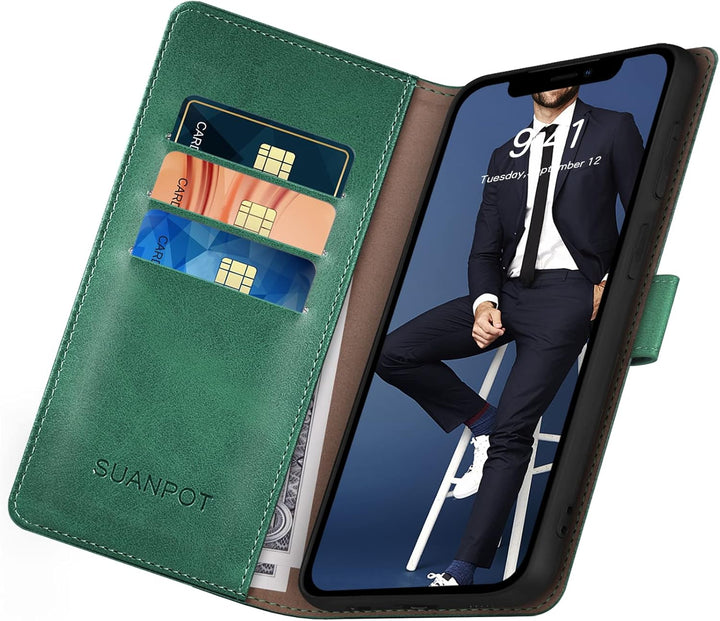 SUANPOT [RFID Schutz für iPhone 14 Plus 6.7" Hülle PU Leder Handyhülle Lederhülle Klapphülle Kartenf