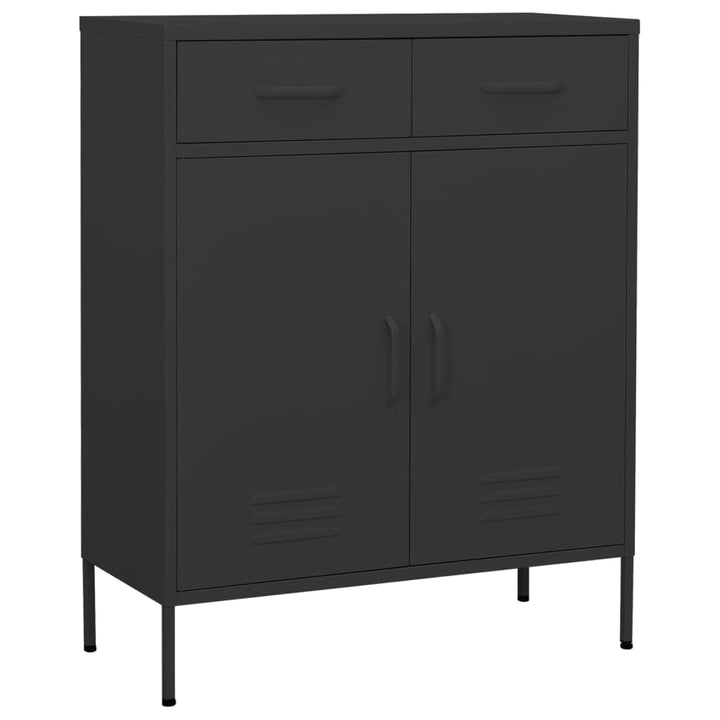 Aufbewahrungsschrank aus Metall mit 2 Schubladen, Aktenschrank mit 2 Türen und Regalen, 80x35x102cm