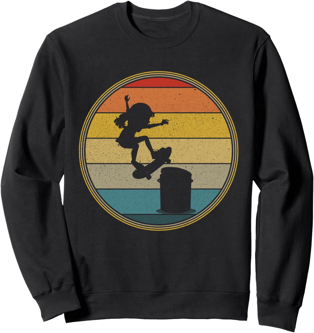 Skater Girl Vintage Retro Skateboard Skateboarding Kinder Sweatshirt