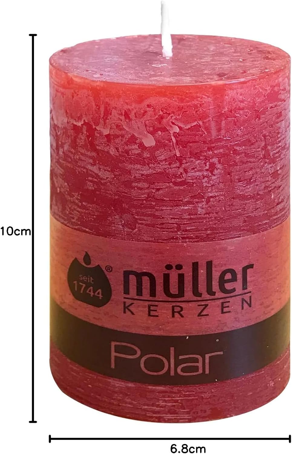 Müller Kerzen POLAR Stumpenkerzen mit Raureif-Effekt - Set mit 4 Rustikale Kerzen - Rot - 68 x 100 m