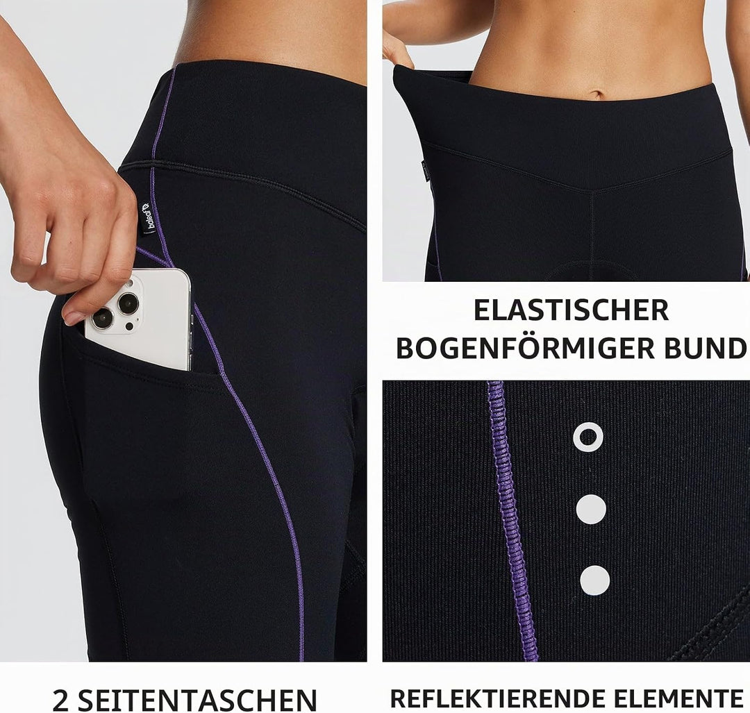 BALEAF Fahrradhose Damen Winter Wasserdicht Thermo Radhose Damen Fleece Gefüttert Winddicht Fahrradh
