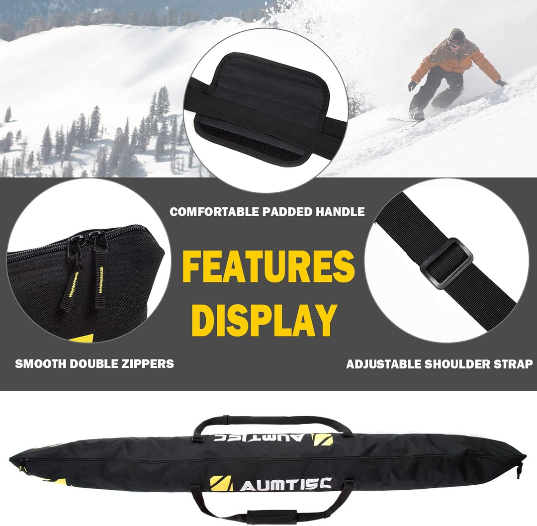 AUMTISC Skitasche Set Skisack &Skischuhtasche Längenverstellbare Bis 200 cm für 1 Paar Ski & Skischu