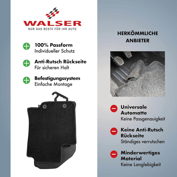 WALSER Premium Auto Teppiche kompatibel mit Mercedes A-Klasse/B-Klasse Sports Tourer 2012-2018, CLA