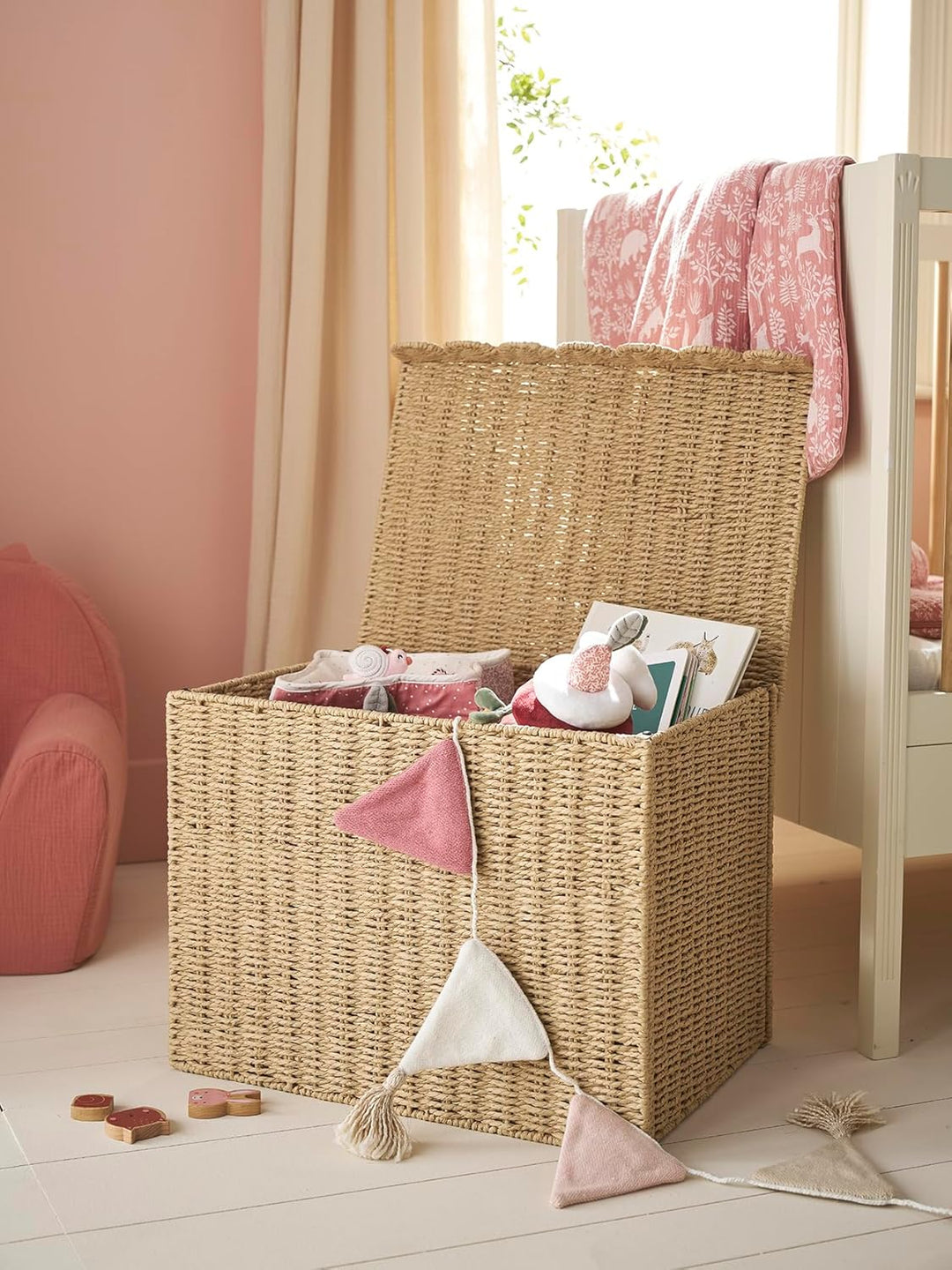VERTBAUDET XL-Aufbewahrungskoffer FESTON aus Papierkordel Kinderzimmer beige Beige Einheitsgrösse, B