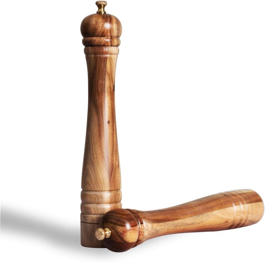 DeroTeno Salz- und Pfeffermühle Set, Pfeffermühle mit Edelstahlmahlwerk, Salzmühle mit Keramikmahlwe