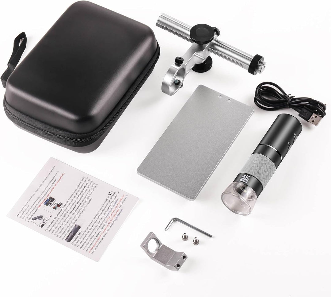 Ninyoon 4K WiFi Mikroskop mit Professionellem Ständer + Tasche für iPhone Android PC, 50-1000X Digit
