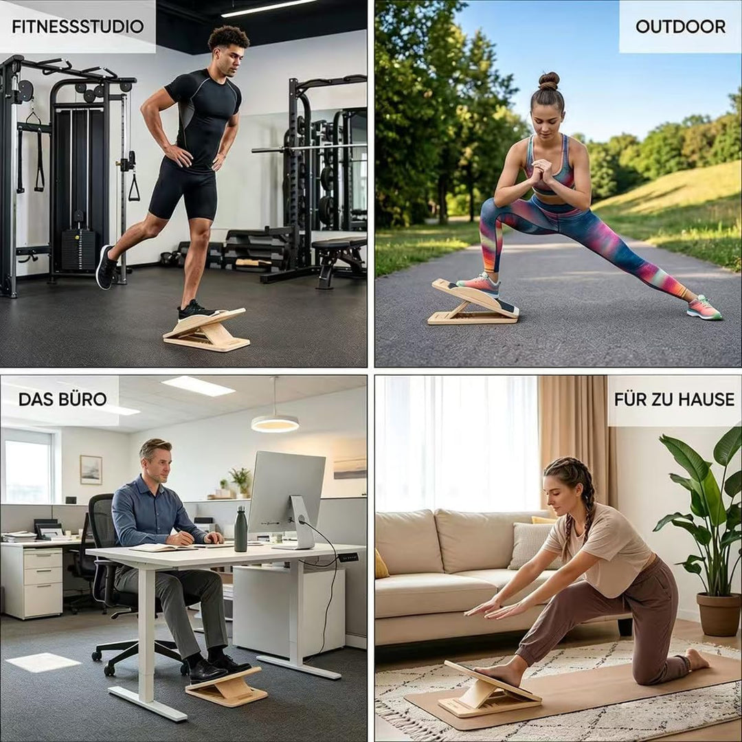 2 in 1 Wadendehner Verstellbarer mit 5 Winkeln, klappbares Balance Board Erwachsene aus Holz mit Tra