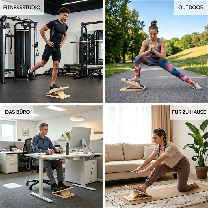2 in 1 Wadendehner Verstellbarer mit 5 Winkeln, klappbares Balance Board Erwachsene aus Holz mit Tra