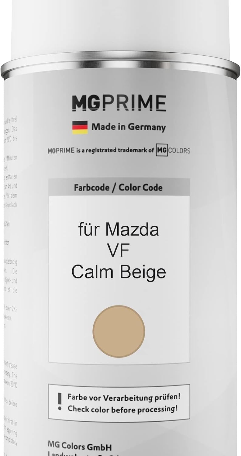 MG PRIME Autolack Sprühdosen Set für Mazda VF Calm Beige Basislack Klarlack Spraydose 400ml
