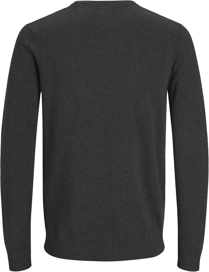 JACK &amp; JONES Male Strickpullover mit Rundhals Einfarbig Strickpullover mit Rundhals Dark Grey Melang