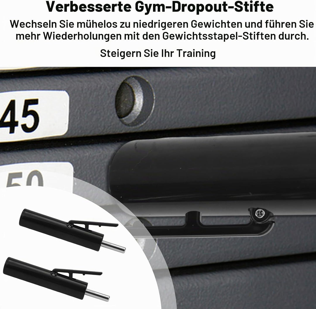 2 Gewichtsstapelstifte, Durchmesser Schwarze Drop Set Stifte für Fitnessstudio Trainingsgeräteaufsät