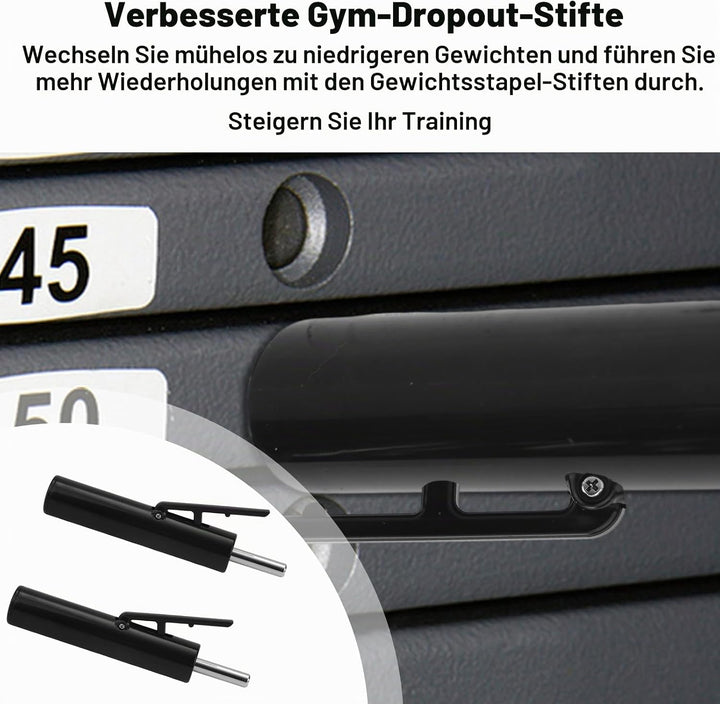 2 Gewichtsstapelstifte, Durchmesser Schwarze Drop Set Stifte für Fitnessstudio Trainingsgeräteaufsät