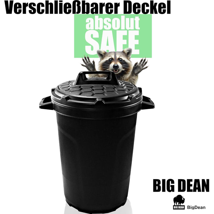 BigDean Universal Allzwecktonne Mülltonne 90 Liter Tonne XL Universaltonne Universaleimer schwarz mi