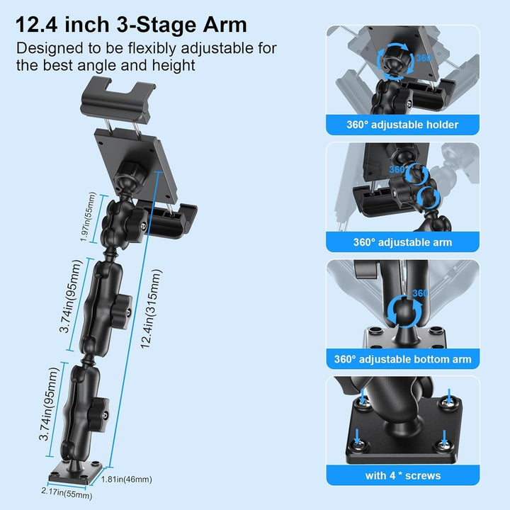 PLDHPRO Tablet Halterung Auto Bohrbasis, Tablethalterungen Auto für LKW Armaturenbrett, Wand & Schre